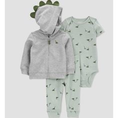 Carters Just One You Baby Boys 2pc Dino Onesie & Dino Jacket Green/Gray 12m Baby Boy Will Be Bursting With Character And Style In This 2pc Dino Short Sleeve Onesie & Dino Jacket From Carter's Child Of Mine, This Bundle Includes A 2-Piece Set That's Perfect For Grabbing And Tossing Into That Baby Bag. One Long-Sleeve Hoodie, Onesie Set The Scene, Bring It All Together. There Are Charming Details Like Hooded Dino, Onesie Allover Prints To Make This Bundle Special. 2pc Mix And Match Style Allover P Fitted Cotton Gray Set, Fitted Gray Cotton Set, Spring Cotton Sets In Gray, Casual Gray Playtime Sets, Gray Long Sleeve Playwear Sets, Dino Onesie, Baby Dinosaur Nursery, Neutrogena Makeup, Neutral Baby Clothes