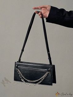 BirdinBag - Bolso de hombro cuadrado con correa de cadena Trendy Shoulder Box Bag With Chain, Trendy Box Bag With Chain Strap For Daily Use, Rectangular Bag With Double Chain For Everyday Use, Square Box Bag With Chain For Everyday Use, Square Shoulder Bag, Double Chain, Purse Jewelry, Artificial Leather, Bird In Bag