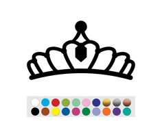 a black and white drawing of a crown with different colors on it's sides