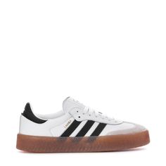 These adidas Sambae women's shoes add a modern twist to an iconic Samba design. Once an indoor football shoe, this version is made with a smooth leather upper, translucent gum rubber platform outsole, and premium embroidered 3-Stripes that let the look transition seamlessly to the streets. Subtle details like a stitch-and-turn toe cap make a stylish statement. Features: Regular fit fits just right. Lace closure for a secure and customized fit. Textile lining keeps feet comfortable. Stitch-and-tu Platform Sambas, Sambas Women, Indoor Football, Football Shoes, Nike Fashion, Dream Shoes, White White, Lace Closure, Work Casual