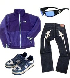 Blue Star Outfit, Early 2000s Fashion Outfits, Early 2000s Outfits, Star Outfit, New Balance Outfit, Outfits 2000s, Streetwear Chic, Outfits Hombre, Outfit Layout