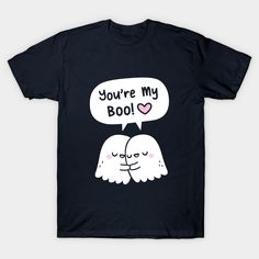 A cute doodle of ghosts hugging each other. The funny caption reads "You're My Boo! ♥". -- Choose from our vast selection of Crewneck and V-Neck T-Shirts to match with your favorite design to make the perfect graphic T-Shirt. Pick your favorite: Classic, Boxy, Tri-Blend, V-Neck, or Premium. Customize your color! For men and women. Cute Hugging, Ghost Hug, Cute Doodle, My Boo, Funny Captions, The Funny, Trendy Shirts, Cute Ghost