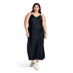 I Bought This Dress In Two Sizes And It Runs A Little Large. I Love The One That’s My Size And Wear It All The Timeso Versatile. This One Is Unworn With Tags Still On. Plus Size Slip Dress, Slip Dress Outfit, Blue Slip Dress, Lbd Dress, Midi Dress Formal, Theory Dress, Target Dresses, Midi Slip Dress, Eliza J Dresses