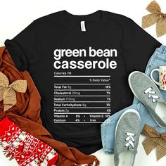 a black shirt that says green bean casserole on it