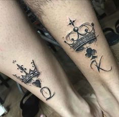 #tattoos King Queen Tattoo, Him And Her Tattoos, Best Couple Tattoos, Cute Couple Tattoos, Crown Tattoo Design, Couple Tattoos Unique, Hand Tattoos For Girls, Couples Tattoo Designs, King Tattoos