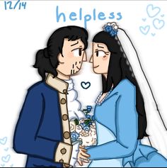 a drawing of two people dressed up as bride and groom