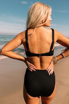 This bikini top comes with removable padding. on products Measurements S : Int Cup A-B", Int Width 32-34". M : Int Cup B-C", Int Width 34-36". L : Int Cup B-C", Int Width 36-38". Black Fitted Tie-side Swimwear Bottom, Black Swimwear With Built-in Bra And Tie-side Bottom, Black