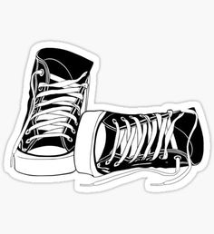 a pair of black and white sneakers sticker