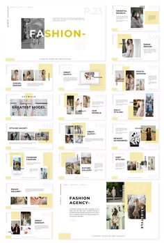 the fashion website is displayed in yellow and white