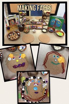 the making faces project is made with beads and other items