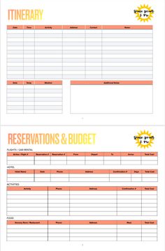 two free printable vacation and budget spreads