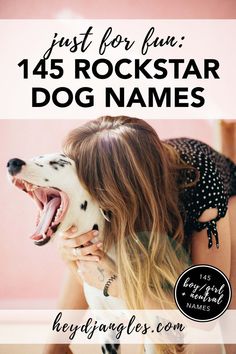 FOR FUN: 145 Rock and Roll Dog Names – heydjangles.com – dog name ideas, rocker dog names, rock star dog, dog names inspired by music, male and female singer dog names, unique dog names, cool… Boy Dog Names, Cute Names For Dogs, Names Unique