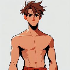 an anime character with short hair and no shirt