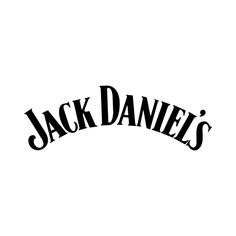 the word jack daniels written in black on a white background