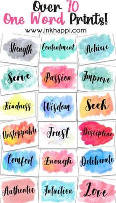 watercolor brush strokers with the words open to printables in different colors