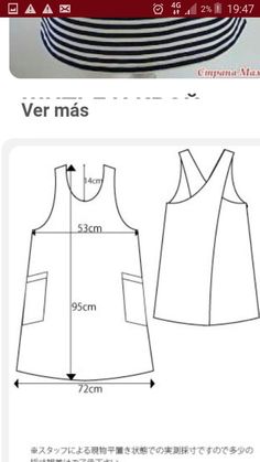 the sewing pattern for a top that has stripes on it, and is also in sizes ranging