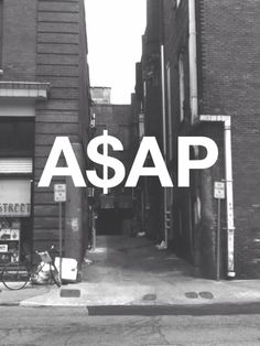 a black and white photo with the words asap in front of an alleyway