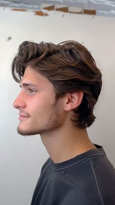 24 Unique Textured Fringe Haircuts for Men of All Tastes Mens Haircut Long Face, Vintage Men’s Haircut, Ducktail Haircut Men, Mens Brushed Back Hairstyles, Textured Flow Haircut Men, Mens Longer Hair Styles, Hockey Flow Haircut, Men Haircut Styles Long, Men Straight Hair Haircut