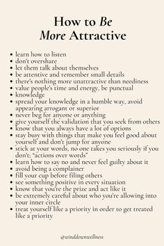 Discover how to be more attractive with our empowering guide. Focus on self-improvement, personal development, and embrace your highest self. Cultivate confidence, positivity, and a healthy lifestyle. Start your transformation journey today! how to be more attractive, confidence, positivity, healthy lifestyle, growth mindset, highest self, evolution, level up your life, glow up, personality development, self-improvement, personal development, highest self, transformation journey, build a better you, women wealth and wellness club Motivation To Get Life Together, Building A Better Life Quotes, How To Be More Self Confident, How To Self Improve, Improve Knowledge, How To Self Heal, How To Be The Most Attractive Person, How To Talk Less Tips, Personal Transformation