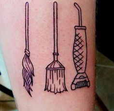 three different types of brooms on the arm