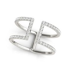 14kt White Gold Squared Open Concept Diamond Ring (1/4 ctw) Diamond Decorations, Diamond Fashion Rings, Dual Band, Diamond Fashion, Brilliant Diamond, Diamond Shape, White Gold Diamonds, Round Diamond, Diamond Shapes