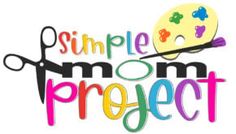 the words simple mom project are painted in bright colors