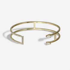 The Loop cuff features the YAMA signature detail of floating pavé diamonds and clean geometric lines, set in 14K gold, and accompanied with two brilliant pear-cut diamonds. Pear Cut Diamond, Geometric Lines, The Loop, Pear Cut, Pave Diamonds, Pear, Floating, Diamonds, Cuff