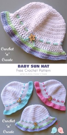 crochet baby sun hat pattern for babies and toddlers to make with free crochet patterns