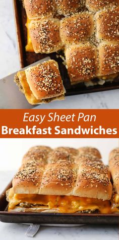 easy sheet pan breakfast sandwiches with cheese and bread