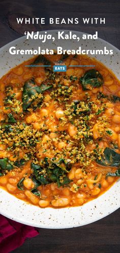 white beans with nujja, kale, and gremolata breadcrumbs