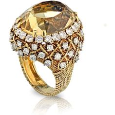 David Webb - Platinum & 18K Yellow Gold 5.50 Carat Diamond, Oval Citrine Ring Large Diamond Rings, Turquoise Diamond Rings, David Webb, Rope Twist, Citrine Ring, Enamel Ring, Oval Diamond, Yellow Gold Rings, Estate Jewelry