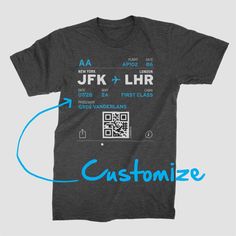 Personalize and celebrate your travels! Turn your boarding pass into a t-shirt you can wear with pride, celebrating an upcoming trip or that unforgettable one you've had. Your travel memories are now wearable! Travel T Shirt Design, Kaos Oblong, Ticket Design, Shirt Business, Shirt Design Inspiration, Flying High, Paris Love, Travel Design, Name Logo