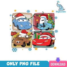 the cars christmas card is shown in this image