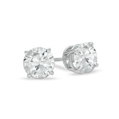 2+CT.+T.W.+Diamond+Solitaire+Stud+Earrings+in+14K+White+Gold Round Diamond Stud Earrings, Round Diamond Earrings, White Gold Diamond Earrings, Diamond Earrings Studs Round, White Gold Studs, White Gold Earrings Studs, Stud Jewelry, Cz Stud Earrings