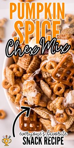 pumpkin spice cheesy mix in a white bowl