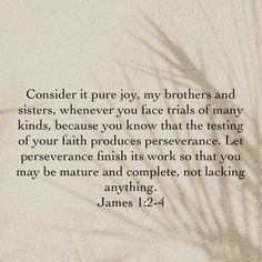 a palm leaf with the words, consider it pure joy, my brothers and sisters, whenever you face trials of many kinds of