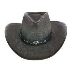 This western hat has an interior elasticized band to help provide you with the perfect fit and also has eyelets for breathability. It features a classic pinch front crown and also has a unique hatband to match with the grey coloring. This hat has UPF 50+ sun protection and is lightweight for all day wear. Made of 65% Polyurethane, 35% Polyester Adjustable Flat Bill Hat For Western-themed Events, Adjustable Flat Bill Hat For Ranch, Adjustable Hats With Single Vent For Rodeo, Adjustable Hat With Single Vent For Rodeo, Adjustable Rodeo Hat With Single Vent, Western Adjustable Flat Bill Hats, Rugged Adjustable Fedora For Western-themed Events, Western Style Adjustable Flat Bill Hat, Western-style Adjustable Flat Bill Hat