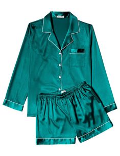 PRICES MAY VARY. Silk Pajamas for Women Set: Ekouaer pajama set is made of satin fabric. Ultra Soft Silk lounge sets for women, breathable, lightweight, keeps easeful sleeping at night Long Sleeve Top and Short: 2 piece pajama set includs a longsleeve top and shorts, classic collar and button lounge sets. Great for sleeping,casual wear or lounging around the house or yard all day Sexy Sleepwear for Women: The ladies silk pajama sets suitable for daily wearing and easy to match. Comfortable and s Summer Pjs For Women, Pjs Shorts, Pjs For Women, Summer Pjs, 12 Birthday, Satin Pajama Set, Silk Pajamas Women, Pyjamas Womens, Silk Pajama