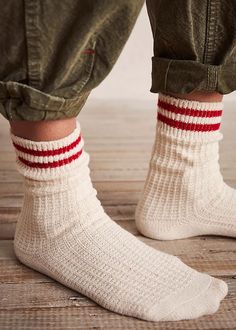 Keep cozy in these so soft knit socks. Fit: Crew length. Features: Marled design, striped trim, and contrasting toe and heel details. 92% Polyester 1% Spandex 7% Nylon. One Size Fits Most. Cosy Socks Aesthetic, Taylin Core, Stocking Socks, Fall Socks, Stripe Socks, Cozy Socks, Winter Socks, Socks And Sandals