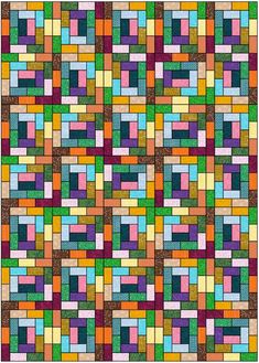 a colorful quilt with many squares on it