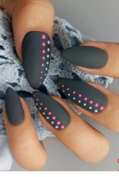 Nagel Design, Nail Time, Matte Nails Design, Gray Nails, Nice Nails, Nail Stuff, Trim Nails, Cool Nails