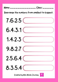 a printable worksheet for rounding numbers from smallest to largest