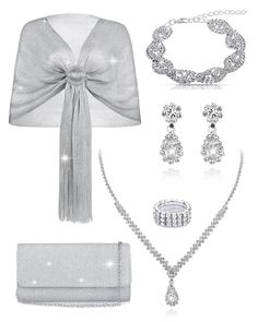 PRICES MAY VARY. [Package Contents] You will receive 6 pcs Women Accessories Including 1 pc silver shawl wrap, 1 pc silver clutch purse wedding, 1 pc rhinestone choker necklace, 1 pc rhinestone bracelet, a pair of rhinestone dangle earrings and 1 pc rhinestone ring,an exquisite combination to meet your at weddings, parties, evening nights dress needs,keeps you attractive. [Elegant Design] Metallic shawls and wraps along with an party clutch come bundled up with this rhinestone jewelry sets, enha Elegant Rhinestone Jewelry Sets For Party, Elegant Sparkling Jewelry Sets For Party, Elegant Party Jewelry Sets With Bling, Elegant Crystal Jewelry Sets For Evening, Elegant Evening Crystal Jewelry Sets, Bling Jewelry Sets For Wedding, Elegant Crystal Jewelry Sets For Party, Silver Jewelry Sets For Evening, Elegant Silver Jewelry Sets With Rhinestones