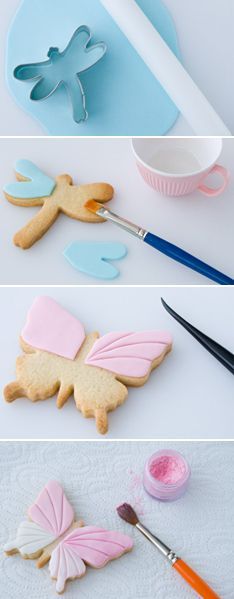 the process of making butterfly shaped cookies