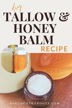 DIY Whipped Tallow & Honey Balm (Nourishing Recipe) - Her Country Roots- From Scratch Recipes, DIY Natural Skincare, Old-Fashioned Living Honey Tallow Balm Recipe, Tallow Uses, Beeswax Moisturizer, Diy Tallow, Tallow Face Cream, Homemade Skin Care Products, Tallow Recipe, Apothecary Recipes, Honey Balm