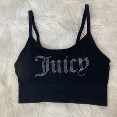 Juicy Women’s Bralette Rhinestone Logo Sports Bra With Detachable Pads Bedazzled Brand New With Tags Plastic Tags Size 1x Or Xl Pit To Pit 13in Unstretched Bust 30in Unstretched Under Bust 13in Unstretched Length 14in I’m A 41in Bust The Xl Was Just Right And The 1x Was A Little Tight. Ideal For 36in-38in Bust Price Is Per Piece Pink Has Tags Black I Thick Got Ripped Away From Storage But Both New Never Worn Material Nylon Spandex / Stretchy /Soft #Cropped #Bralette #Bra #Juicy #Bedazzled Juicy Couture Purse, Black Only, Sports Logo, Juicy Couture, Women's Intimates, Bralette, Sports Bra, Couture, Brand New