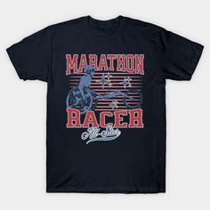 a black t - shirt with the words marathon racer on it