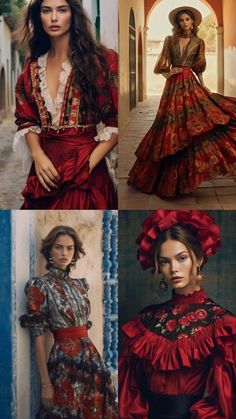 Spain Womens Fashion, Flamenco Skirt Outfit, Traditional Spanish Clothing Women, Spanish Dance Dress, Spanish Woman Style, Spain United Nation Costume, Spanish Costumes Women, Spanish Inspired Dress, Spanish Medieval Clothing