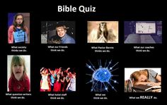 the bible quiz is shown with pictures of people and words on it, including an image of