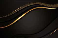 an abstract black and gold background with wavy lines